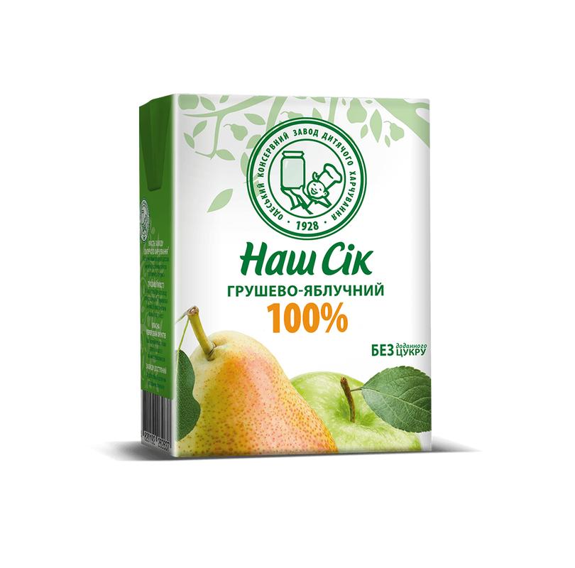 Сік НАШ СІК грушово-яблучний, відновлений, пастеризований, 0,2, л